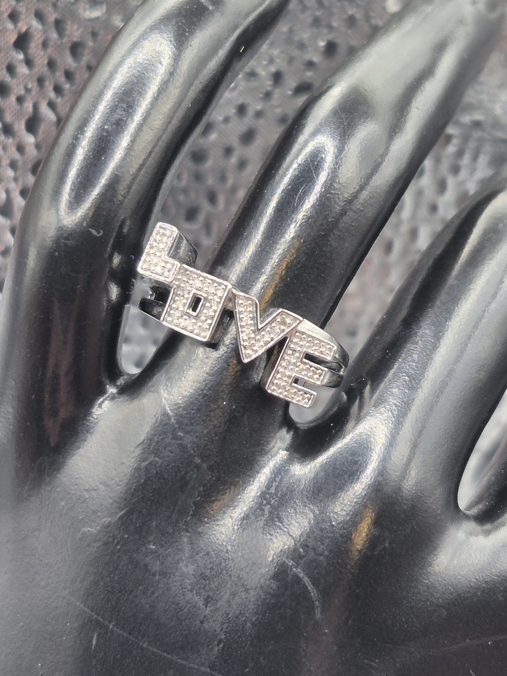 LOVE Pavé Letter Ring in Solid Sterling Silver With Diamonds
